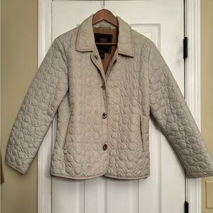 New Authentic Coach khaki puffer logo jacket medium coat $398.00